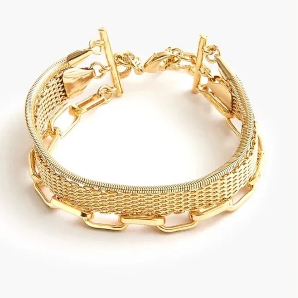 J. Crew Rich Gold Triple-Chain Bracelet/NWT